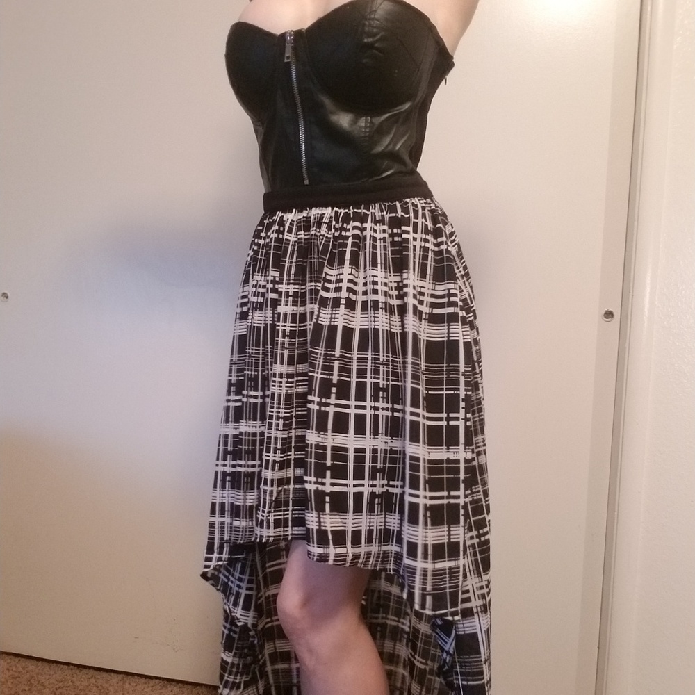 High low strapless dress